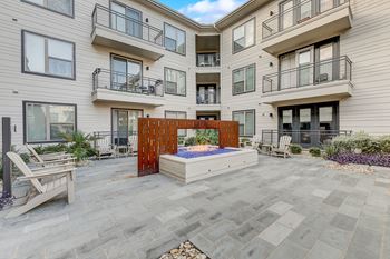 Zen courtyard with fire pit